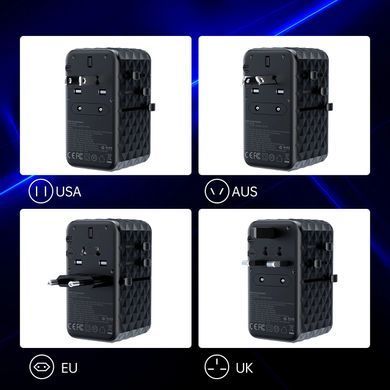 Зарядний пристрій 4xUSB 100W PD (2хUSB-C+2хUSB-A) TRAVEL Universal сharger diamond чорний Choe (PD6028-BK) [402176]