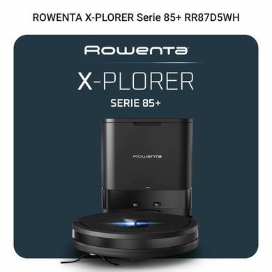Робот-пилосос Rowenta миючий X-Plorer Serie 85+, 6000ПаВт, h=9.7см, 0.26л, конт пил -0.29л, автон. робота до 270хв, самоочистка, чорний (RR87D5WH) [113031]