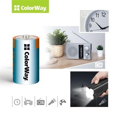 Батарейка ColorWay Alkaline Power D/LR20 BL 2шт (CW-BALR20-2BL) [619705]