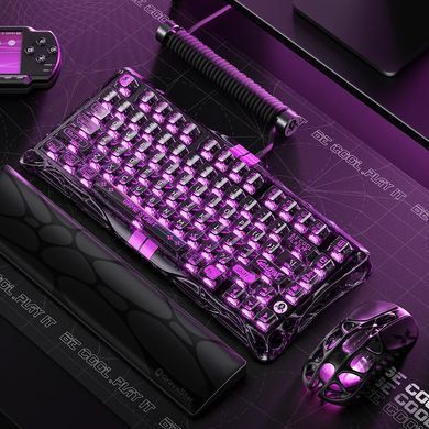 Клавіатура механічна GravaStar Mercury V75 Lite 80keys, Magnetic Blackcore, USB-A, RGB, Transparent Black (GS_V75_LITE_XTAL_BLK) [113146]
