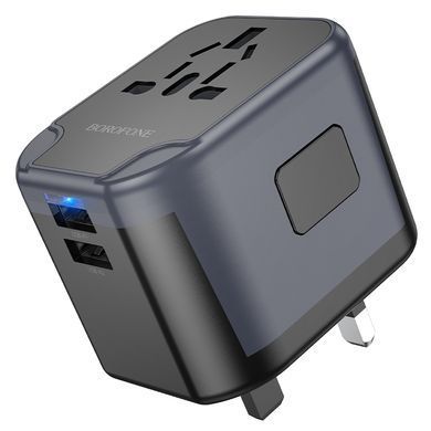 Мережевий зарядний пристрій BOROFONE BAC12 Leader 3-port(1C2A) universal conversion charger Black (6941991117152) [802790]