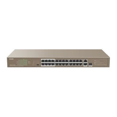 Комутатор TENDA 24xFE PoE, 2xGE, 1xSFP/GE, Некерований (TEF1126P-24-250W) [104862]
