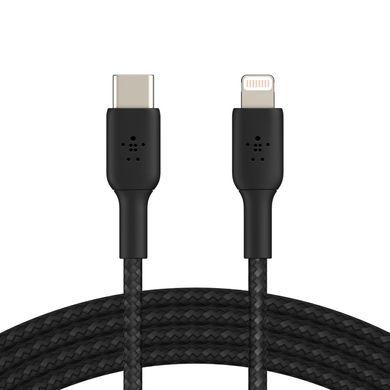 Кабель USB-C > Lightning заряджання/синхронізації Belkin 2м, 30Вт, Type-C, плетений, чорний (CAA004BT2MBK) [108663]