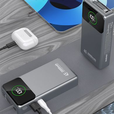 УМБ Dudao 20000mAh K31 Pro 45W PD,QC USB-A,USB-C In/Out,with built-in USB-C/Lightning cables Gray (6977196682010) [404950]