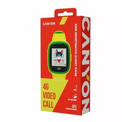 Смарт-годинник Canyon Sunny KW-48 Video 4G GPS Games Music Yellow/Green (CNE-KW48YG) [730928]