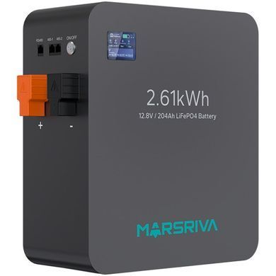 Акумуляторна батарея Marsriva LiFePO4, 12.8V/204Ah, 2.61kWh, настінне кріплення (MR-LFP12-200-WMD) [405329]