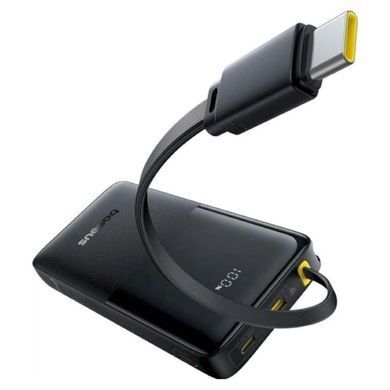 Зовнішній акумулятор Baseus Bipow 2 Digital Display Power Bank With Built-in USB-C Cable 10000mah 20W Cluster Black (P10077101113-00) [806520]