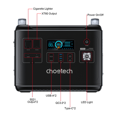 Портативна зарядна станція CHOETECH 2000W Powerstation (BS006) [300917]