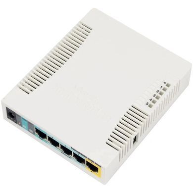 Маршрутизатор Mikrotik, N300, 600MHz/128Mb, 5х100Мбіт, 1хUSB, 1000mW, PoE in, PoE out, (RB951UI-2HND) [401410]