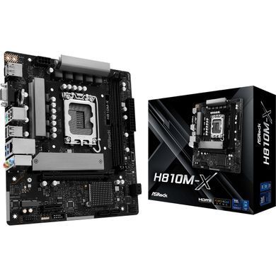 Материнська плата AsRock (1851/H810, 2*DDR5, PCIex16, HDMI/DP/VGA, 4xSATA, M.2, 2.5Glan, 7.1ch, mATX) (H810M-X) [405614]