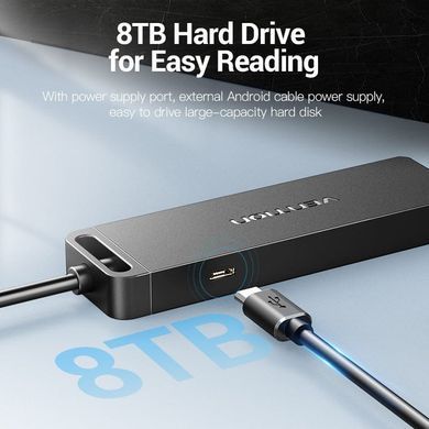 Хаб USB 2.0 -> 4xUSB 2.0, 0.15м, Black Vention (CHMBB) [404599]
