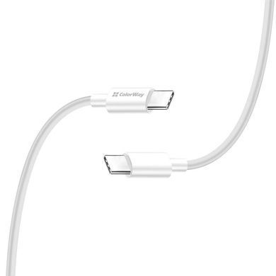 Кабель ColorWay USB Type-C - USB Type-C (M/M), PD Fast Charging 65W, 3.0 А, 2 м, White (CW-CBPDCC056-WT) [607381]