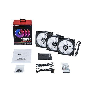 Вентилятор для корпуса 120mm*3 Chieftec Tornado fan set (CF-3012-RGB) [402996]