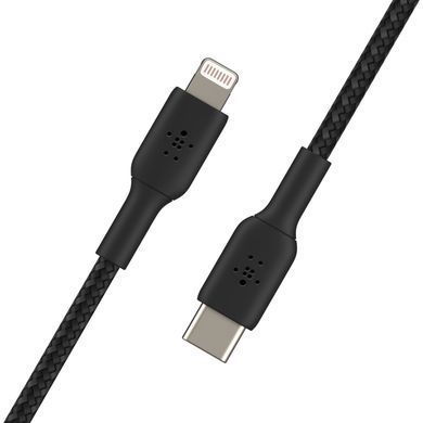 Кабель USB-C > Lightning заряджання/синхронізації Belkin 2м, 30Вт, Type-C, плетений, чорний (CAA004BT2MBK) [108663]