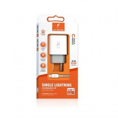 Мережевий зарядний пристрій SkyDolphin SC38T (USB TYPE-Cx2.4A) White + кабель Lightning (MZP-000182) [603134]