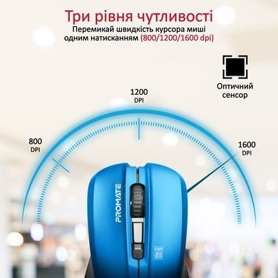 Миша бездротова Promate Contour Blue (contour.blue) [606734]