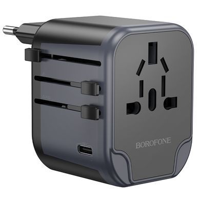 Мережевий зарядний пристрій BOROFONE BAC12 Leader 3-port(1C2A) universal conversion charger Black (6941991117152) [802790]
