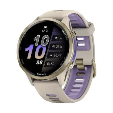 Смарт-годинник Garmin Forerunner 970 French Gray Soft Gold Titanium with French Gray/Translucent Indigo Silicone with Soft Gold Buckle (010-02969-62) [613062]