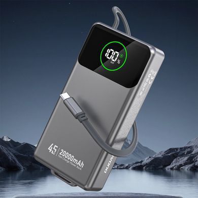 УМБ Dudao 20000mAh K31 Pro 45W PD,QC USB-A,USB-C In/Out,with built-in USB-C/Lightning cables Gray (6977196682010) [404950]