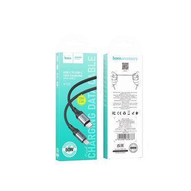 Кабель HOCO X102 Type-C to Type-C 3A, 1m, nylon, aluminum connectors, Black (6942007608787) [805374]