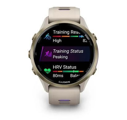 Смарт-годинник Garmin Forerunner 970 French Gray Soft Gold Titanium with French Gray/Translucent Indigo Silicone with Soft Gold Buckle (010-02969-62) [613062]
