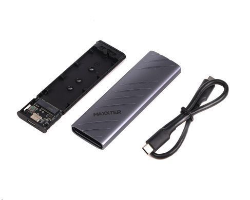 Зовнішня кишеня Maxxter M.2 NVMe PCIe, USB 3.2 Type-C, Metal, Black (EHDE-2280D-01) [607028]