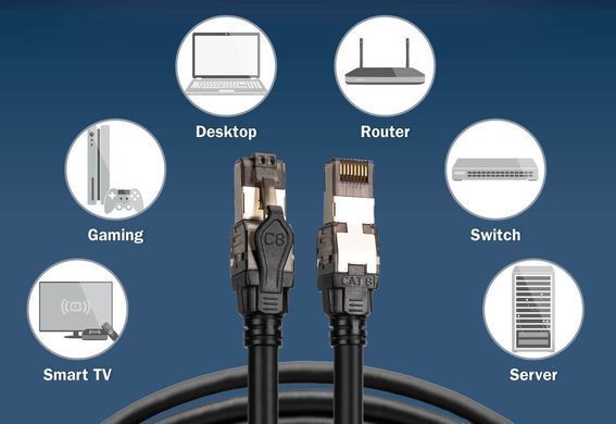 Патч-корд DIGITUS CAT 8.1 S-FTP, 1м, AWG 24/7, LSZH, чорний (DK-1843-010) [110703]