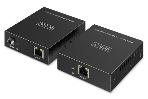 Подовжувач DIGITUS USB 3.2 Gen1, для використання з кабелем Cat6A, до 100 м, 3 х USB-A, 1 x USB-C, чорний (DA-73121) [113514]
