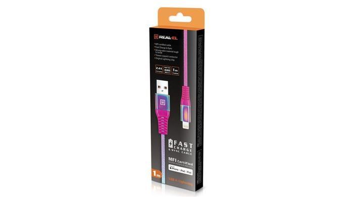 Кабель REAL-EL USB - Lightning (M/M), 1 м, Rainbow (EL123500051) [604063]
