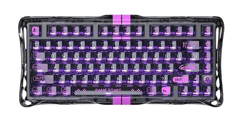 Клавіатура механічна GravaStar Mercury V75 Lite 80keys, Magnetic Blackcore, USB-A, RGB, Transparent Black (GS_V75_LITE_XTAL_BLK) [113146]