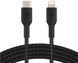 Кабель USB-C > Lightning заряджання/синхронізації Belkin 2м, 30Вт, Type-C, плетений, чорний (CAA004BT2MBK) [108663], фото 1