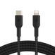 Кабель USB-C > Lightning заряджання/синхронізації Belkin 2м, 30Вт, Type-C, плетений, чорний (CAA004BT2MBK) [108663], фото 2
