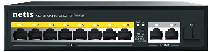 Комутатор Netis 8xFE PoE, 3xGE (2xUplink, 1xSFP), 120Вт, Некерований (P110GH) [112428]