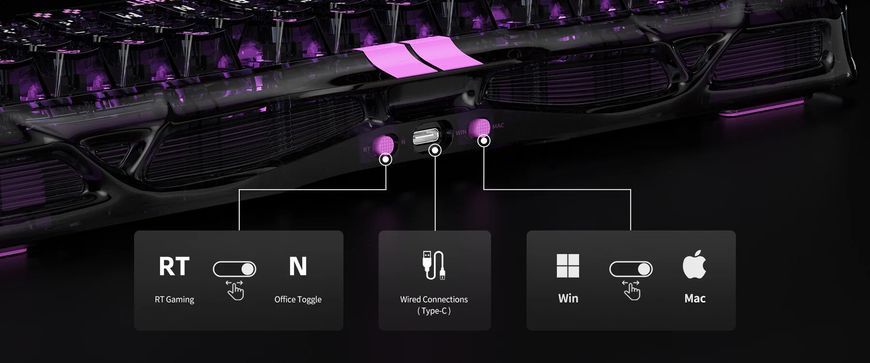 Клавіатура механічна GravaStar Mercury V75 Lite 80keys, Magnetic Blackcore, USB-A, RGB, Transparent Black (GS_V75_LITE_XTAL_BLK) [113146]