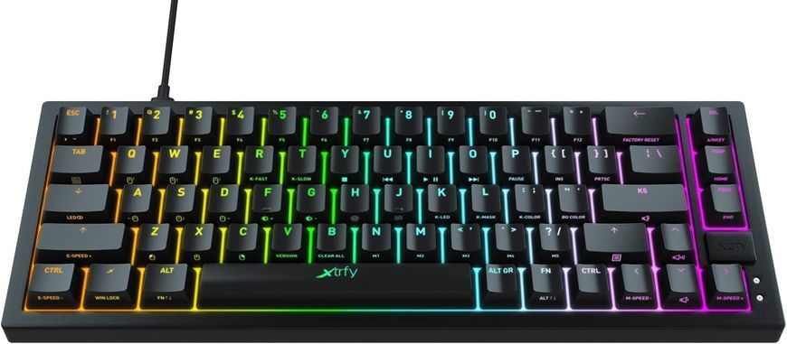 Клавіатура механічна Xtrfy K5 68Key, Kailh Red, USB-A, EN/UA, Hot-swap, RGB, Чорний (K5-RGB-CPT-BLACK-R-UKR) [103552]
