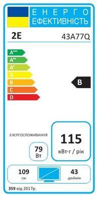 Телевізор 43" 2E QLED 4K 60Hz Smart Google TV Black (2E-43A77Q) [102205]