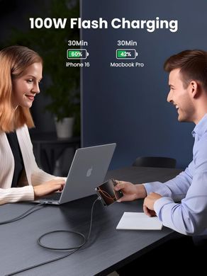 Кабель USB 2.0 Type-C M-M, 3 м, 100W （480Mbps）Сірий, L512 UGREEN (45065) [404138]