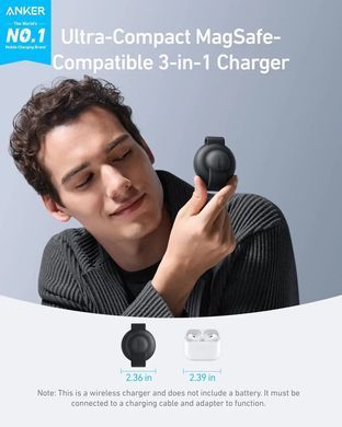 Бездротовий зарядний пристрій Anker MagGo Wireless Charging Pad 15W 3-in-1 Foldable Black (B25M8H11) [620843]