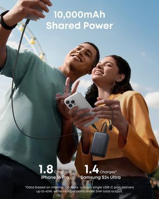 Портативний зарядний пристрій Anker Nano - 10000 mAh 45W Built-In USB-C Cable Black (A1638H11) [203313]