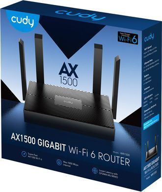 Маршрутизатор Cudy, AX1500 Gigabit Wi-Fi 6, 2.4GHz, 4x10/100/1000Mbps, WPA3, 4x5dBi fixed ant (WR1500) [401629]