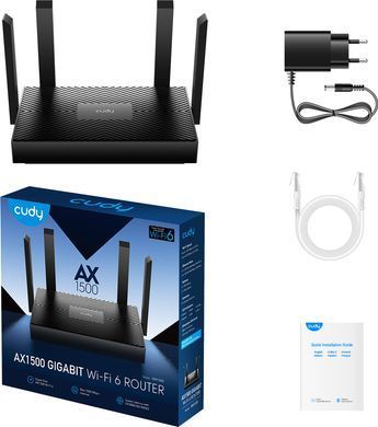 Маршрутизатор Cudy, AX1500 Gigabit Wi-Fi 6, 2.4GHz, 4x10/100/1000Mbps, WPA3, 4x5dBi fixed ant (WR1500) [401629]