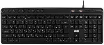 Клавіатура мембранна 2E KS1100 104key, 2xUSB HUB, USB-A, EN/UK, чорний (2E-KS1100UB_UA) [114142]