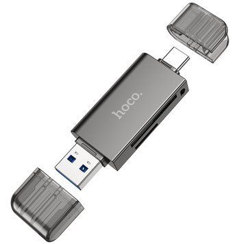USB-хаб HOCO HB39 USB/Type-C 3.0 high-speed card reader Metal Gray (6942007604819) [805345]
