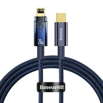 Кабель Baseus Explorer Series Auto Power-Off Fast Charging Data Cable Type-C to IP 20W 2m Blue (CATS000103) [802551]