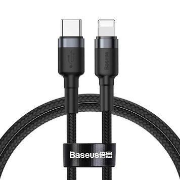 Кабель Baseus Cafule Cable Type-C to iP PD 20W 1m Gray+Black (CATLKLF-G1) [802530]