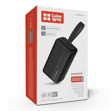 Універсальна мобільна батарея ColorWay High-power 2 30000mAh Black (CW-PB300LPC2BK-PD) [612945]
