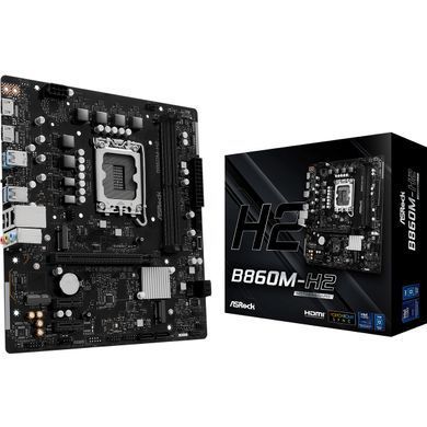 Материнська плата AsRock (1851/B860, 2*DDR5, PCIex16, 2xHDMI, 4xSATA, 2xM.2, Glan, 7.1ch, mATX) (B860M-H2) [405615]