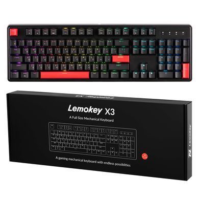 Клавіатура механічна Lemokey X3 104Key, Keychron Brown, USB-A, QMK/VIA, Hot-Swap, EN/UKR, RGB, чорний (X3-H3-UA) [103654]