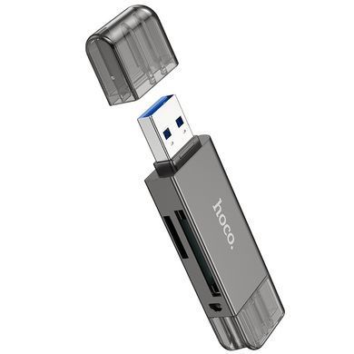 USB-хаб HOCO HB39 USB/Type-C 3.0 high-speed card reader Metal Gray (6942007604819) [805345]