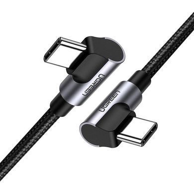 Кабель USB 2.0 Type-C M-M, 1 м, 90&deg;, 60W Aluminum Braid Чорний, US323 UGREEN (70529) [404055]